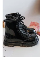 Dziecięce Botki Lakierowane Z Suwakiem Czarne Tibbie