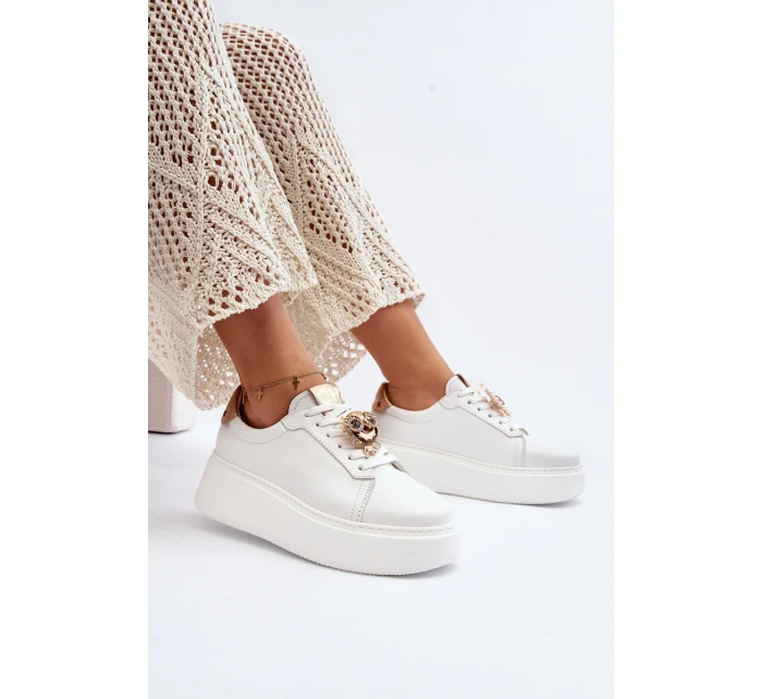 Dámské kožené tenisky model 21647474 bílé - CheBello