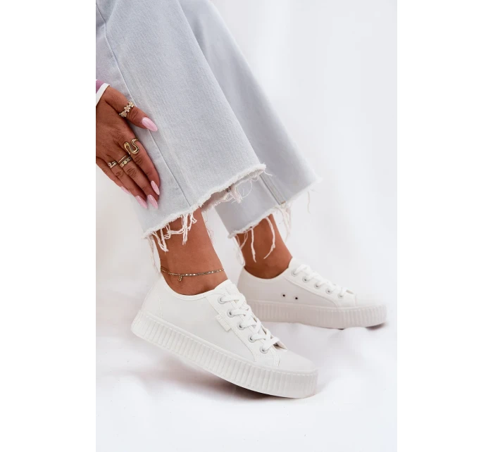 Dámske plátenné tenisky na platforme Big Star - biele Dámske plátenné tenisky na platforme Big Star - biele