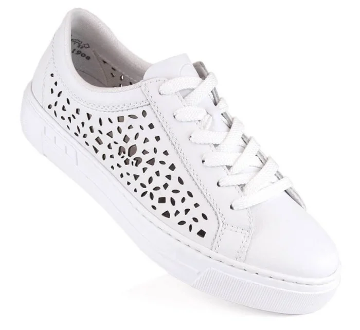 Pohodlné kožené topánky Rieker W RKR641 white