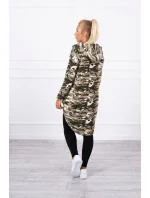 Mikina s dlhým chrbtom moro khaki+ecru