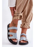 Kožené klasické žabky dámské na suchý zip hnědé model 21628572 - Boto