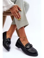 Skórzane Mokasyny Półbuty Na Płaskim Obcasie Czarne S.Barski HY335 Skórzane Mokasyny Półbuty Na Płaskim Obcasie Czarne S.Barski HY335