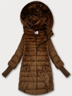 Dámska prechodná bunda v karamelovej farbe s úpletovým sťahovacím lemom (1828)