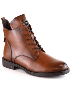 Potocki W WOL171C hnedé čižmy so šnurovaním a zipsom