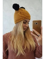 Fleecová čiapka 2 brmbolce K291 horčica Fleecová čiapka 2 brmbolce K291 horčica