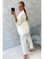 Elegantná súprava saka a nohavíc vo farbe ecru