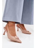 Dámské sandály na podpatku s ozdobným detailem Béžové model 22027885 - Boto