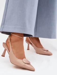 Dámské sandály na podpatku s ozdobným detailem Béžové model 22027885 - Boto