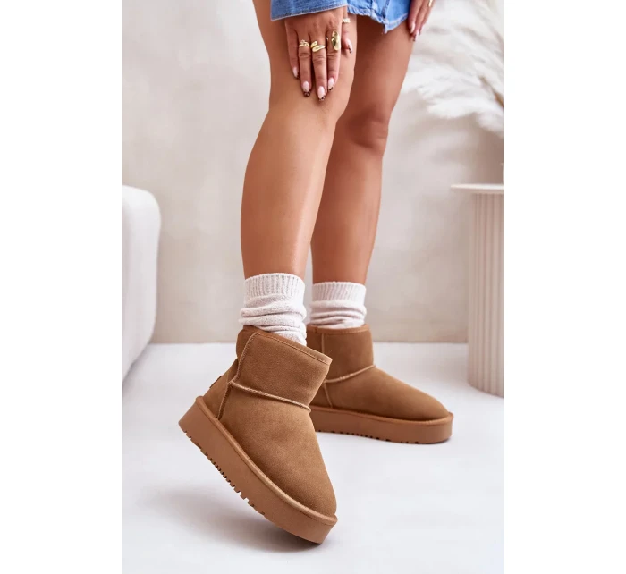 Kožené semišové tenisky s platformou nad členkom Camel Rianaella