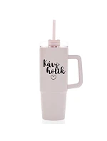 KÁVOHOLIK - ružový cestovný termohrnček s priehľadným viečkom 900 ml