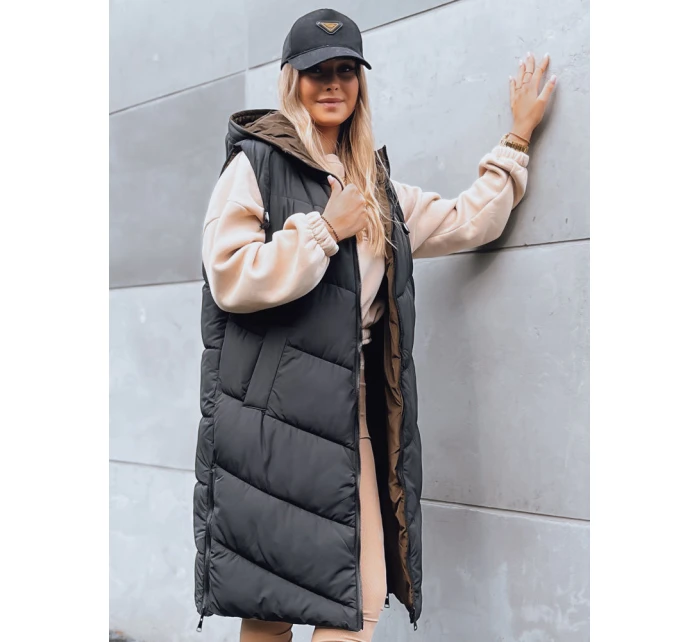 Dámská dlouhá prošívaná vesta černá Dstreet model 21970813 - FashionStreet