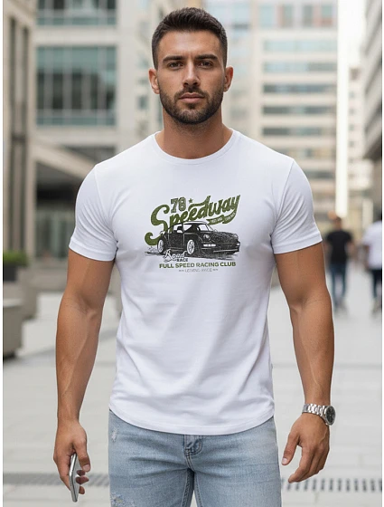 Tshirt męski z nadrukiem biały model 22156980 - FashionStreet