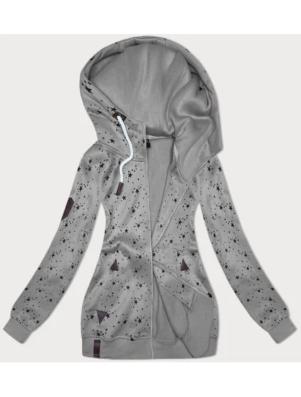 Šedá dámská rozepínací mikina se vzorem model 19690656 - 6&8 Fashion