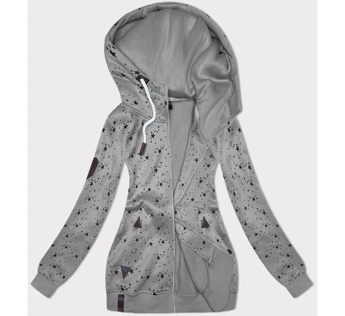 Šedá dámská rozepínací mikina se vzorem model 19690656 - 6&8 Fashion