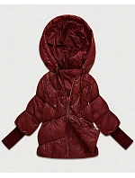 Dámská bunda s pletenými manžetami, oversize, vínová (B6078-27) Dámská bunda s pletenými manžetami, oversize, vínová (B6078-27)