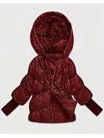 Dámska bunda s pletenými manžetami, oversize, vínová (B6078-27) Dámska bunda s pletenými manžetami, oversize, vínová (B6078-27)