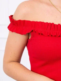 Španělská halenka s volánky červená