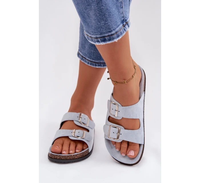 Dámské pantofle s přezkami Modré Oliena