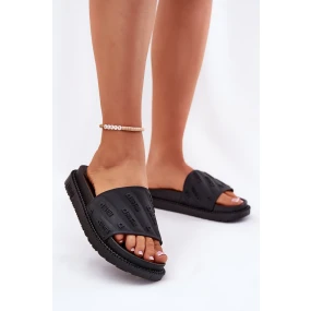 Dámske papuče na platforme Big Star - čierne