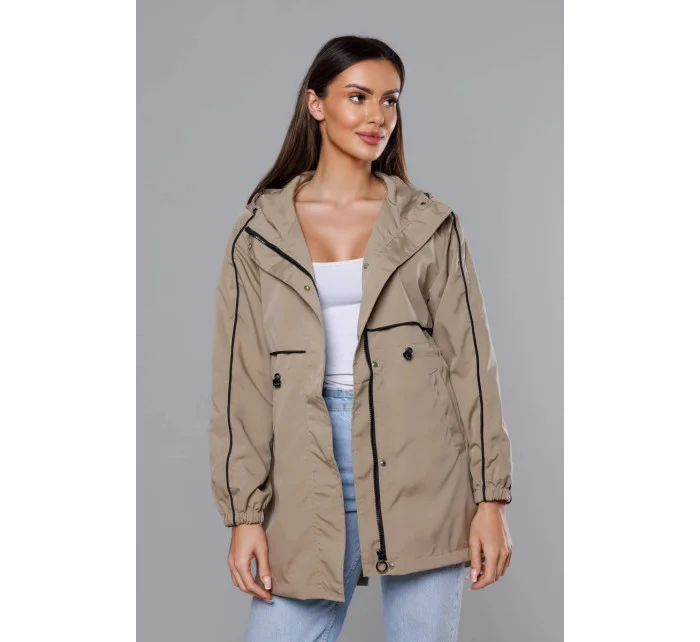 Tenká béžová dámska bunda s podšívkou (B8119-12) Tenká béžová dámska bunda s podšívkou (B8119-12)