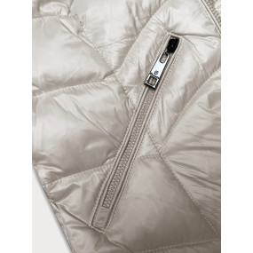 Prešívaná dámska bunda v ecru farbe s kapucňou Glakate pre prechodné obdobie (LU-2202)
