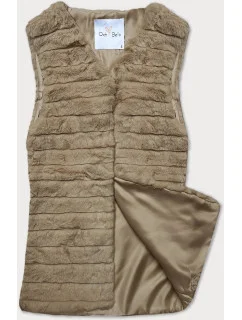 Kožušinová vesta ťavej farby s podšívkou (2114)