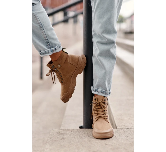 semišové dámské botky béžové model 21633117 - Boto