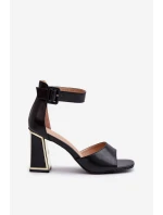 Elegantní černé dámské sandály na podpatku model 21657902 - EVENTO