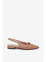 Kožené sandály na nízkém podpatku Maciejka K7449-04 tmavě béžové