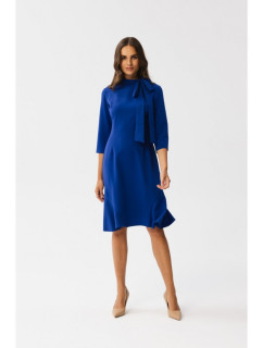 S346 Šaty s viazaným výstrihom - kráľovská modrá