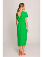 S398 Šaty v tvare ceruzky s bočným rozparkom - zelené