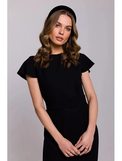 Dámské šaty s páskem Černá model 20514300 - STYLOVE Dámské šaty s páskem Černá model 20514300 - STYLOVE
