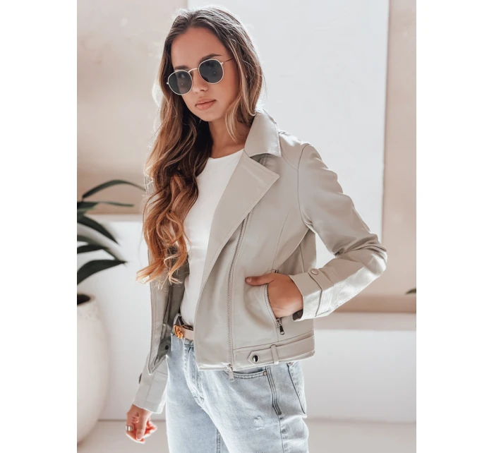 Dámska kožená bunda DARKGLORY sivá FashionStreet TY5216