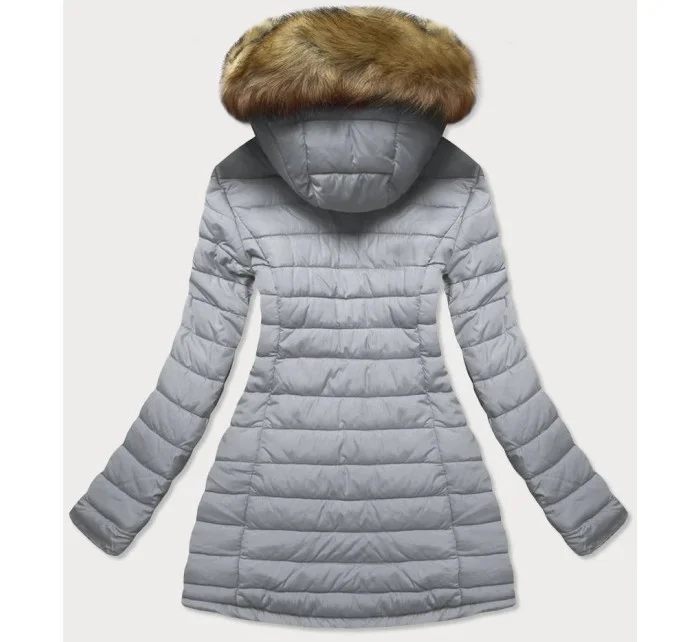 Tmavomodro-šedá obojstranná dámska zimná bunda s kapucňou (w213) Tmavomodro-šedá obojstranná dámska zimná bunda s kapucňou (w213)