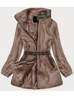 Hnedá kožušinová bunda so stojačikom (GSQ2228)