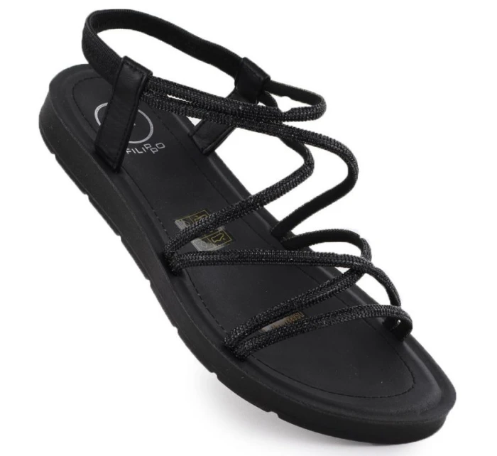 Dámské sandály se zirkony černé model 21905020 - FILIPPO