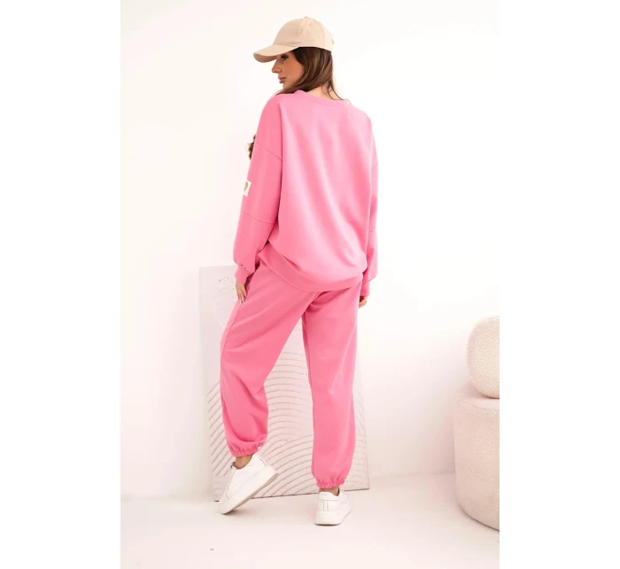 Dámska maslová súprava s voľnou mikinou a nohavicami LOVE pink