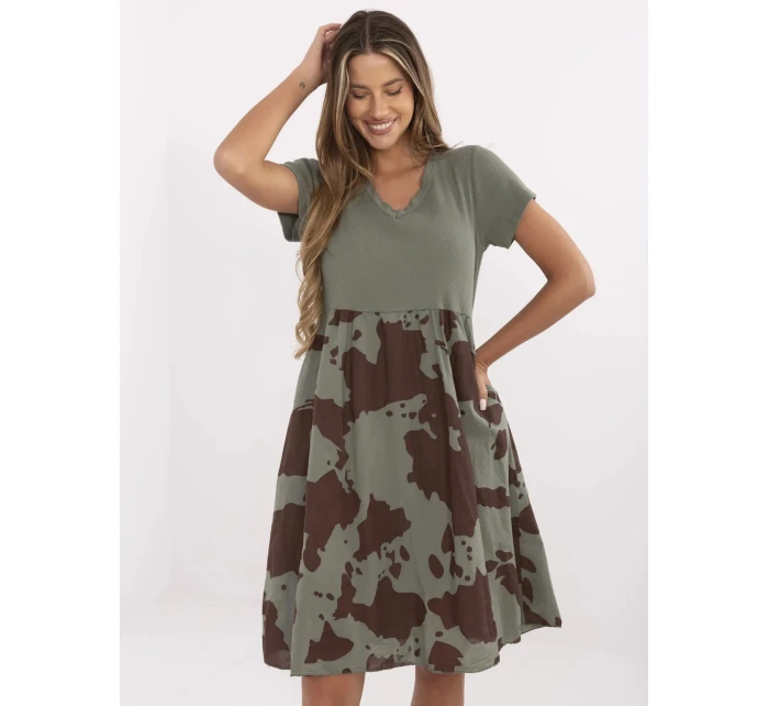 Sukienka DHJ SK model 21142128 khaki - FPrice Sukienka DHJ SK model 21142128 khaki - FPrice