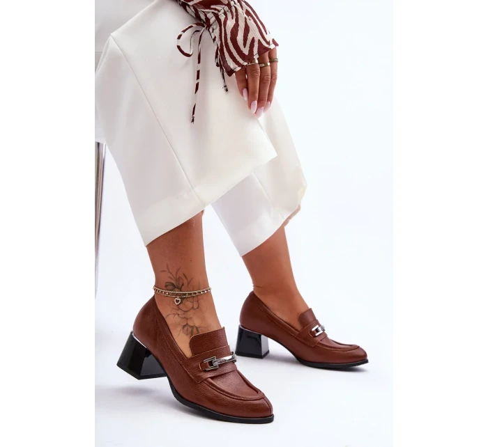 Pohodlné Kožené Lodičky Hnědé Damira