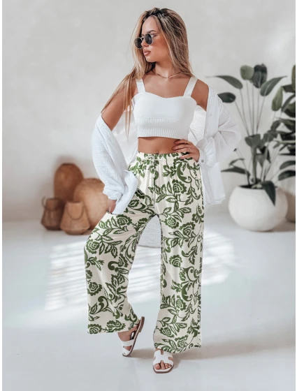 Dámské květinové kalhoty s širokými nohavicemi green Dstreet model 21987393 - FashionStreet