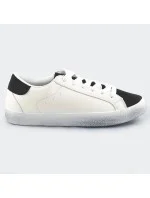 Dvojfarebné bielo-čierne dámske šnurovacie trampky (6340)