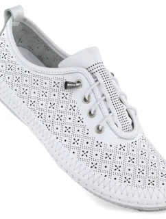 Skórzane damskie białe model 22026005 - T.Sokolski