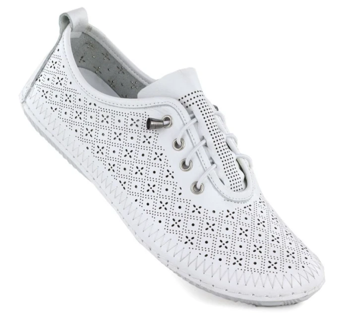 Skórzane damskie białe model 22026005 - T.Sokolski