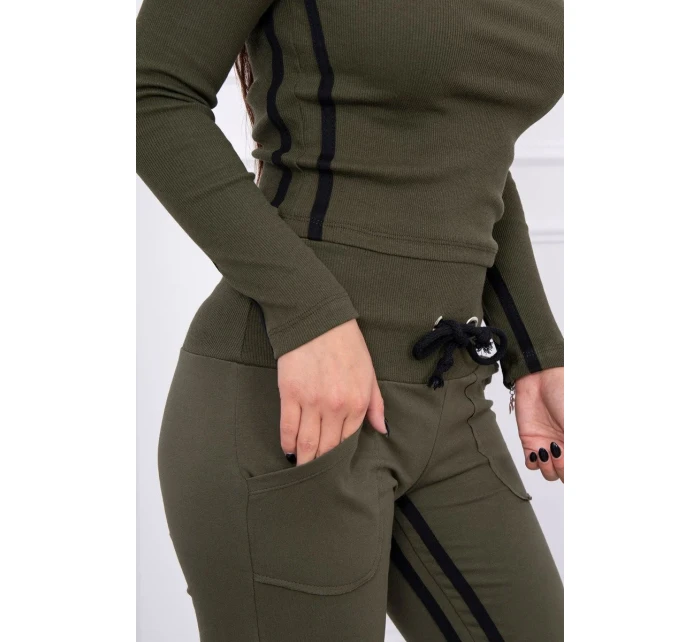 Súprava s dvojitými pruhmi v khaki farbe