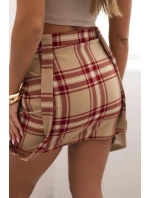 Dámska kockovaná sukňa s gombíkmi kockovaná béžová