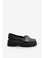 Dámské kožené mokasíny s ozdobným páskem model 21652553 Černé - Zazoo