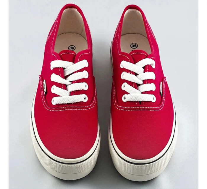 Červené šnurovacie tenisky s vyššou podrážkou (AW020304)