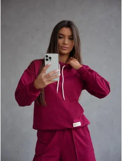 Súprava mikiny so stojačikom a nohavíc bordová (82162)