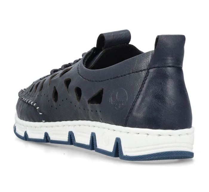 W modrá kožená polobotka s podrážkou model 19737391 - Rieker W modrá kožená polobotka s podrážkou model 19737391 - Rieker